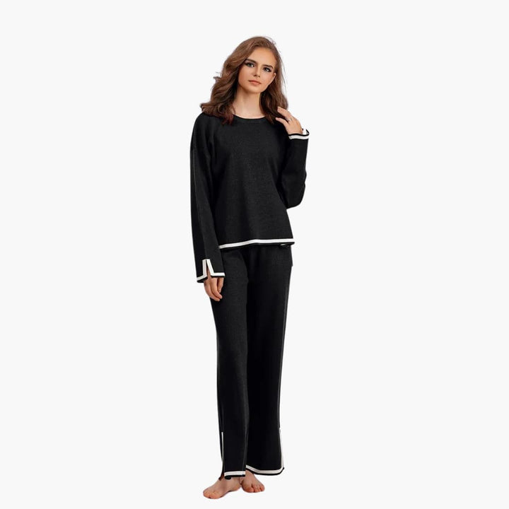 Women’s Two-Piece Set with Long-Sleeve Top and Matching Trousers