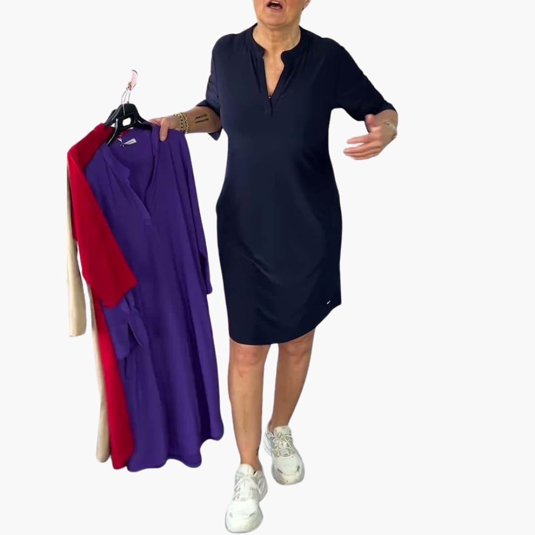 Women’s Mini Dress with Zip Front and Flattering Fit