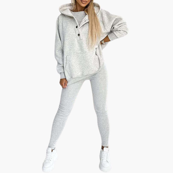 Women’s Three-Piece Lounge Set with Vest, Long Sleeve Top and Trousers