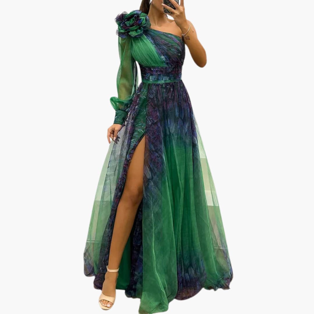 Women’s Maxi Dress with One Shoulder Design and Side Split
