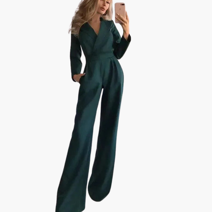 Women’s Jumpsuit with Long Sleeves and Wide-Leg Pants