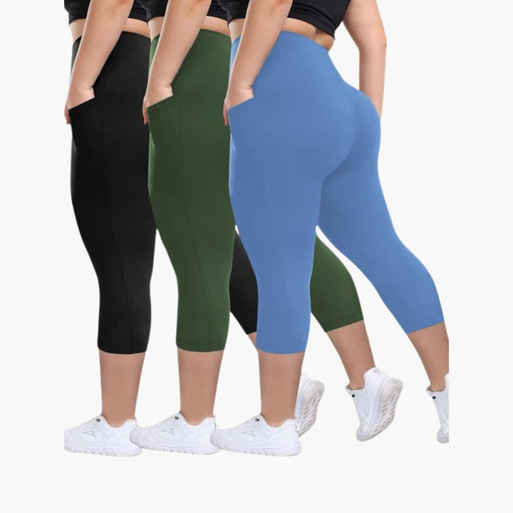 Women’s Capri Leggings with High-Waisted Design and Side Pockets