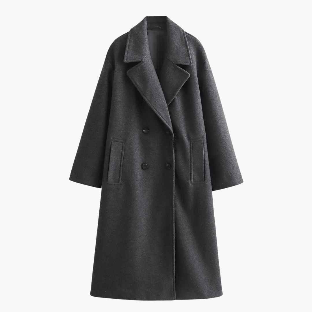 Long Wool-Blend Winter Coat - Elegant Outerwear for Women