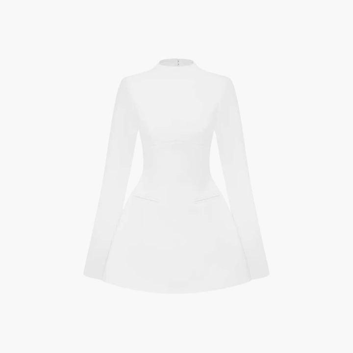 Women Mini Dress with Open Back and Flared Sleeves