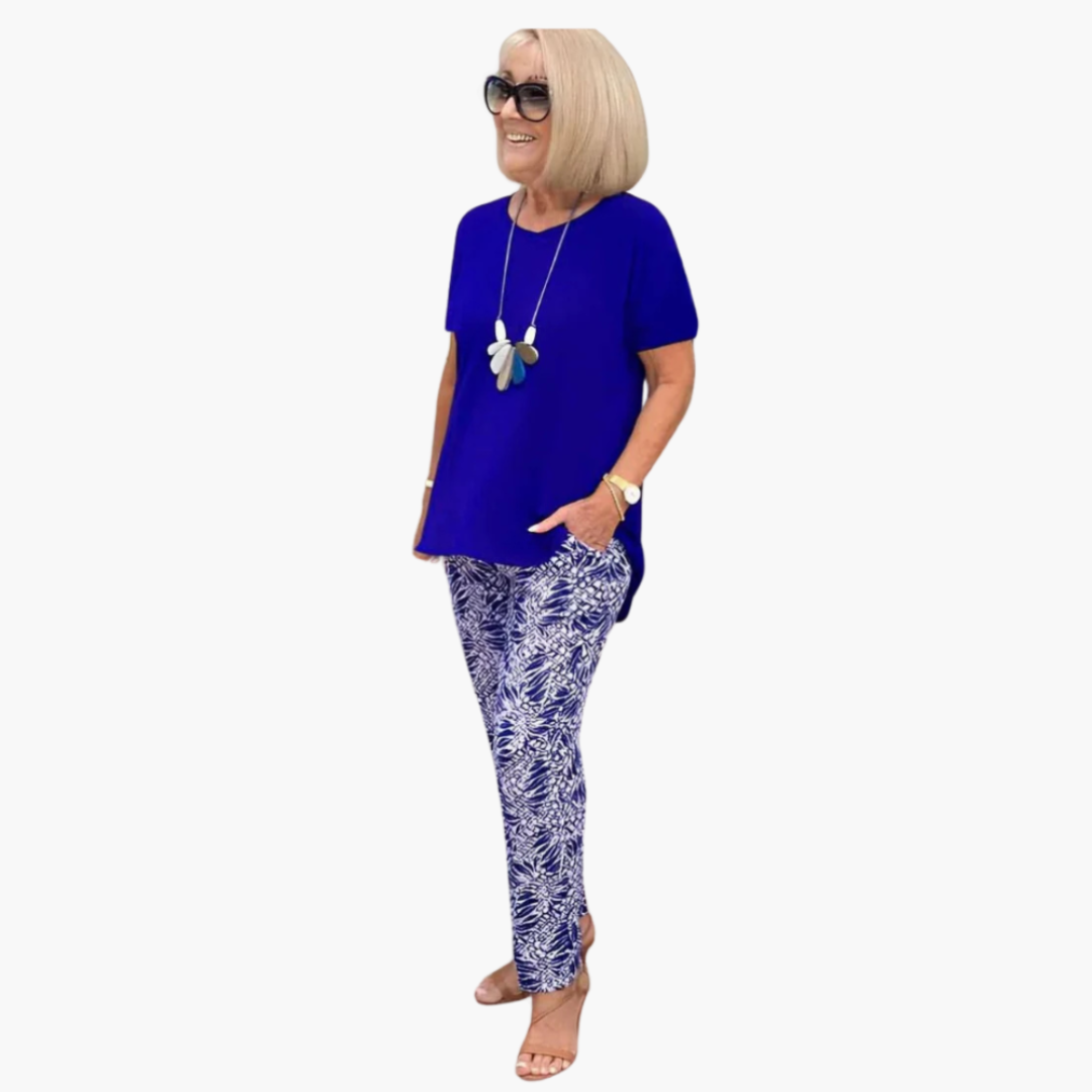 Women’s Two Piece Set with Printed Trousers