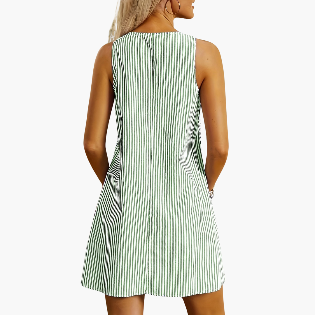 Women’s Mini Dress with Sleeveless Design and Side Pockets