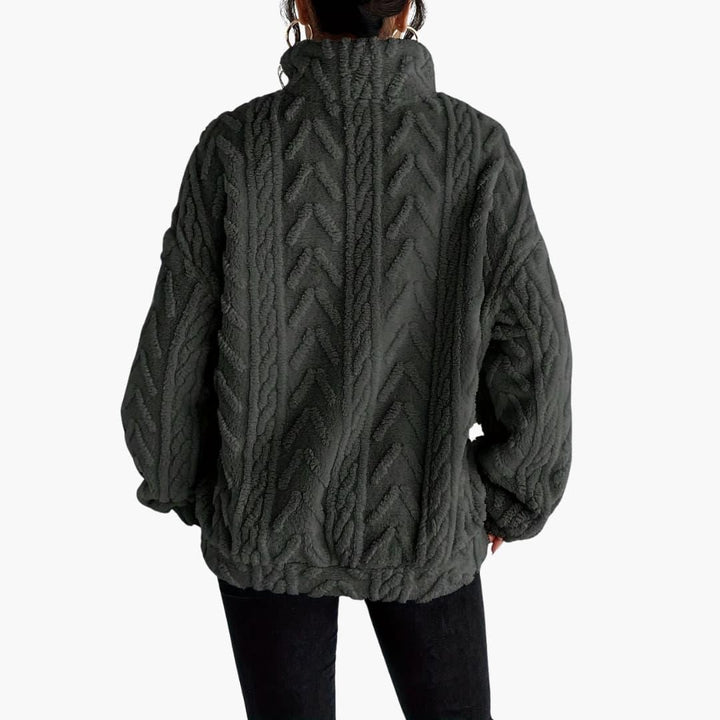 Cable Knit Half-Zip Fleece Sweatshirt - Cosy Fit for Women -  Made By Riley